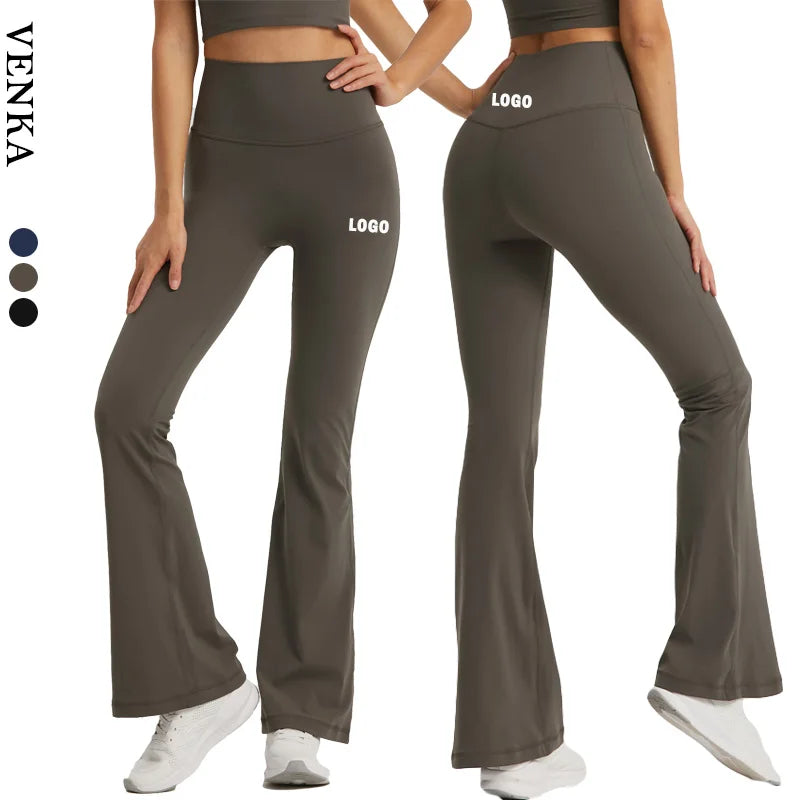 Free Size Workout Sportswear Pants No Front T Line Butt Lift Peach Buttocks Luxury Fitness Running Leggings Yoga Flared Pants