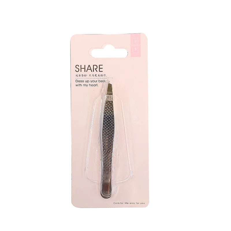 Private Label Professional Stainless Steel Eyebrow Tweezers Black Slanted Eyelash Applicators Pointed Scissors-Customizable