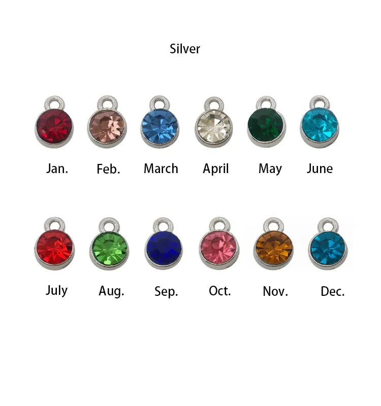 12 Birthstone Charm Crystal Pendant Charm 12 Months Birth Lucky Stone Charm for DIY Necklace Bracelet Earring Making