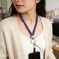 2026 Fashion Royal Blue Strap Lanyard Bead Lanyard for Mobile Phone Chain Teacher Pearl Lanyard
