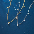 New Design S925 Sterling Silver Moon Star Charms Chains Choker Necklace Women D6627
