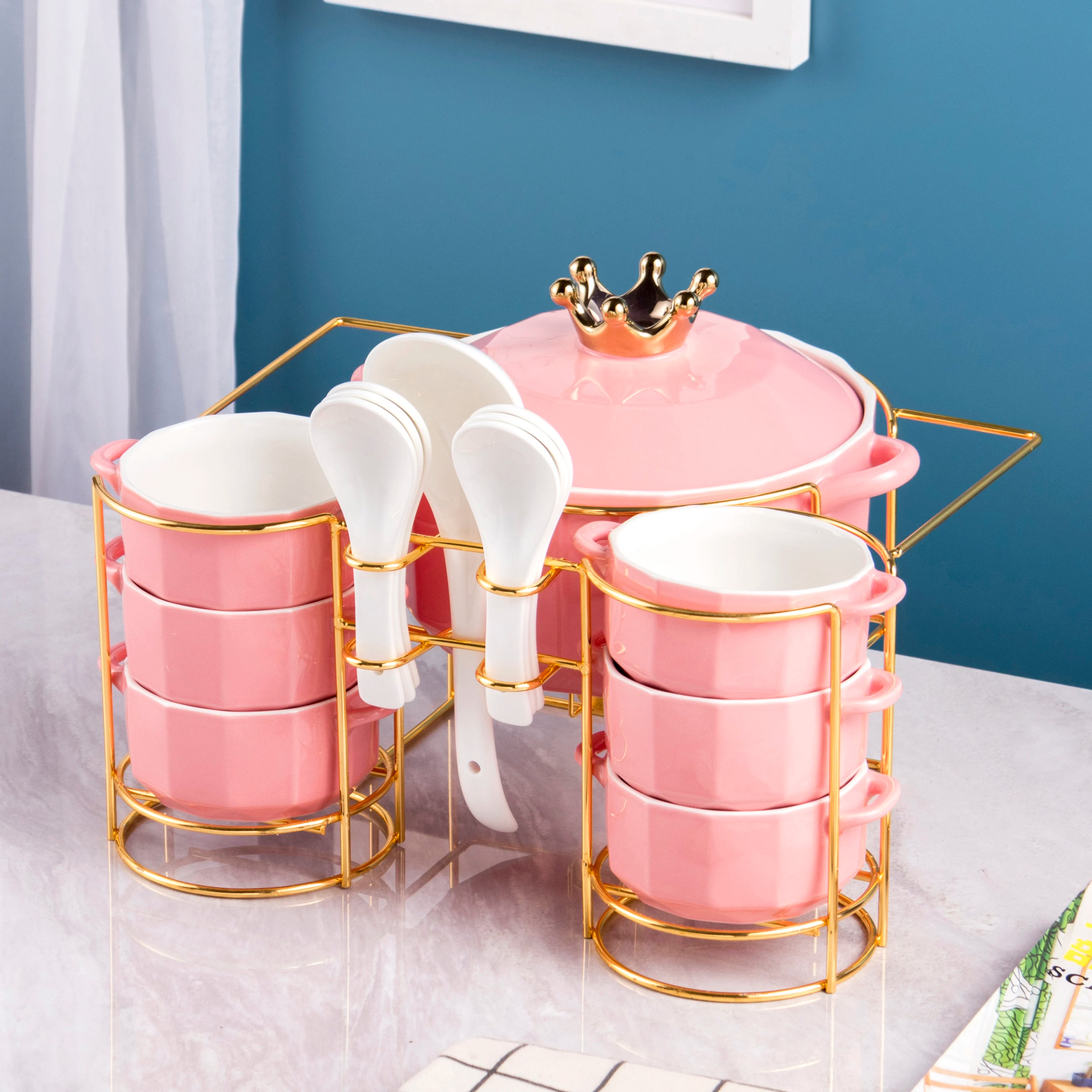 Hot Sale Food Safe Dinner Set Wholesale Home Use Kitchen Tableware Ceramic Soup Tureen Soup Pot With Bowl Set