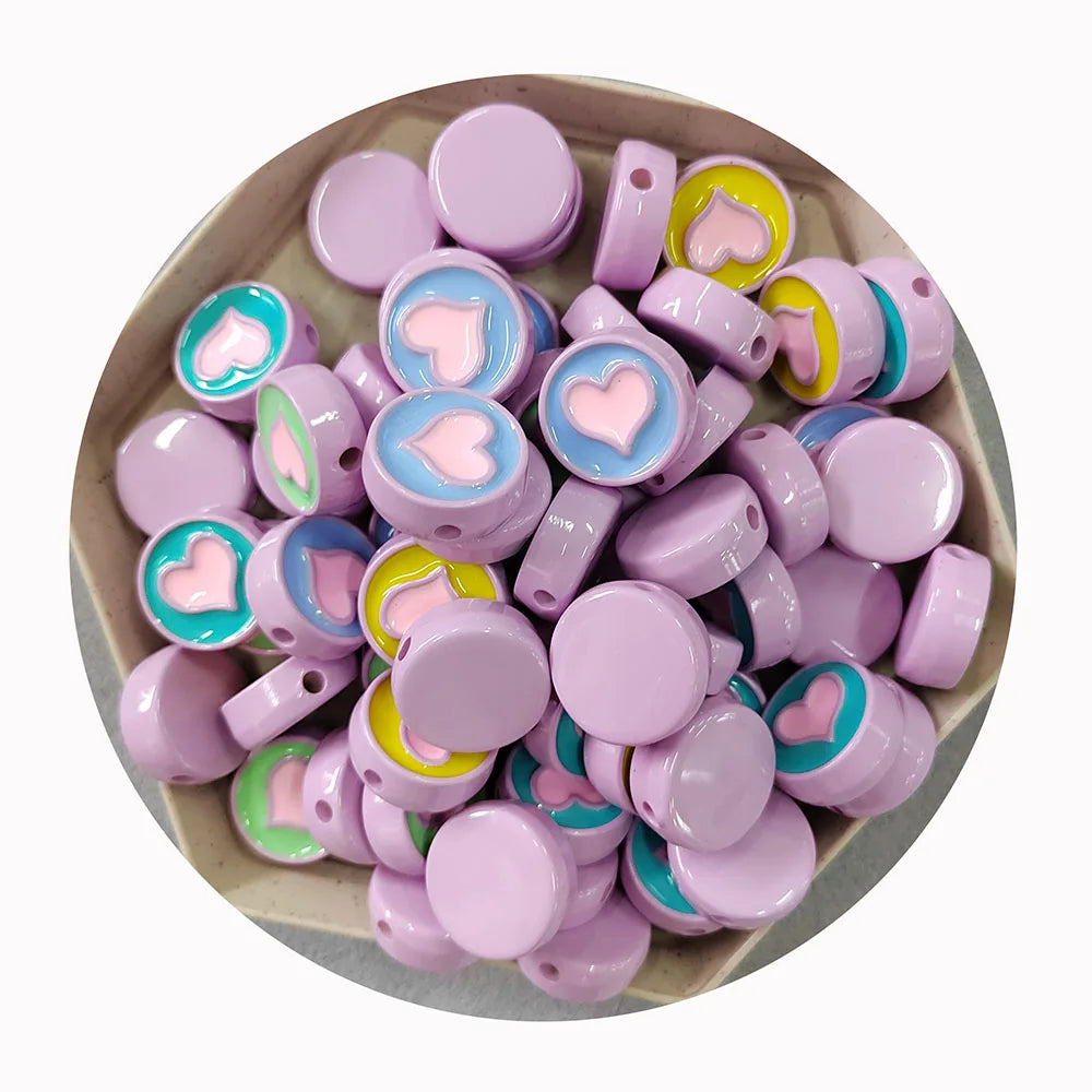Candy Color 24mm Acrylic Beads for Jewelry Making Bracelet Heart Acrylic Spacer Bead DIY Phone Chain Hair Rope Accessories