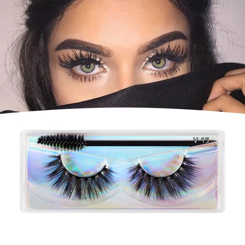 Customised Eyelash Boxes Strip Lashes Private Label Silk Eyelashes Strips Case Packaging With Lashes Brush