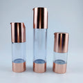 50ml 30ml 15ml Rose Gold Cosmetic Lotion Airless Acrylic Pump Bottle With Gold Pump Essence Bottle