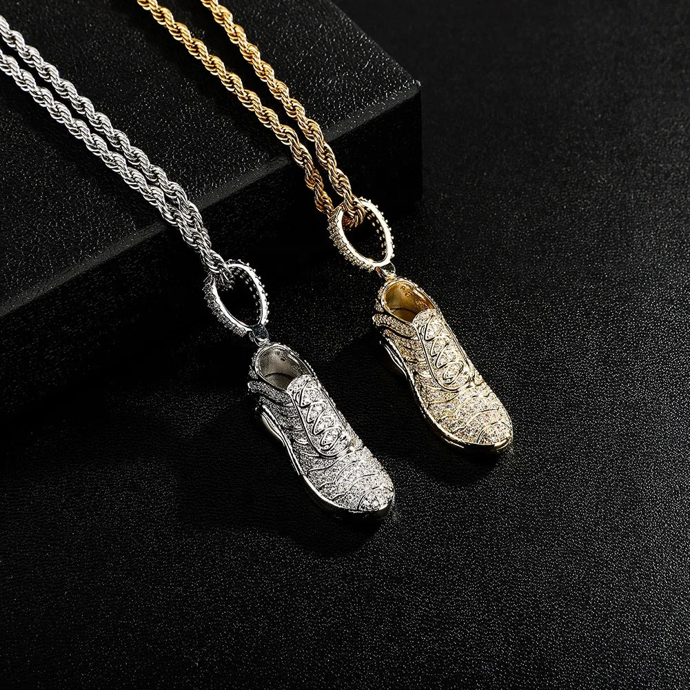 New Brass Gold Plated Hip Hop Men Women Pendant Sparkling Iced CZ Crystal Zircon Necklace Fashion Jewelry Charms