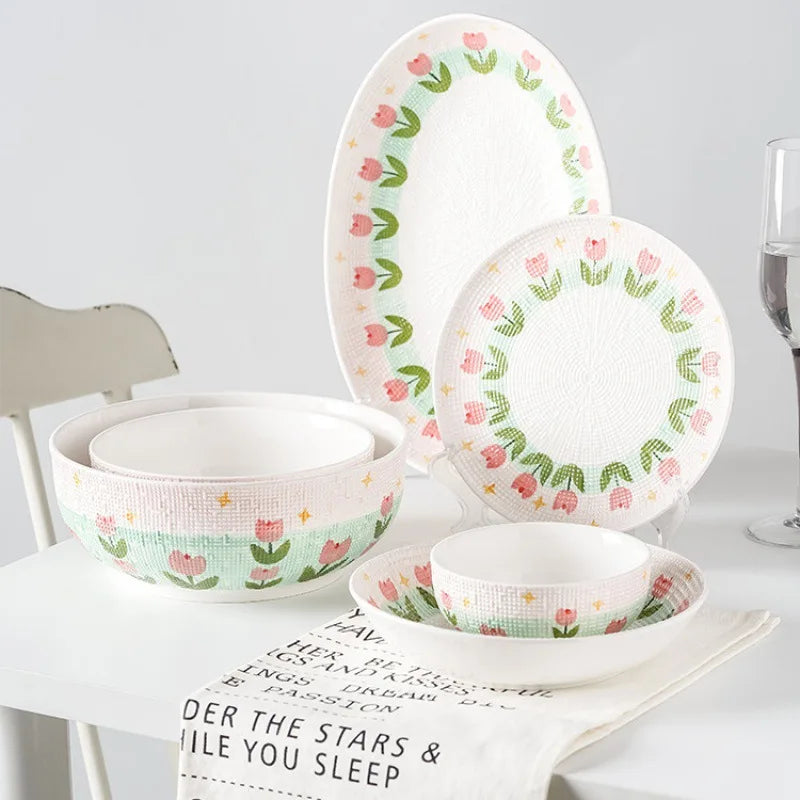 Wholesale Simple and Creative Tulip Ceramic Tableware Set