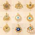 Hot Sale Diy Punk Jewelry Copper Gold Plated Colored Zirconia Accessories Multi-Style Geometric Evil Devil Eye Necklace Pendant