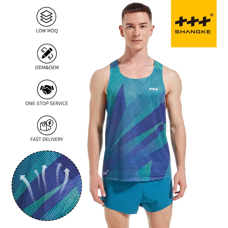 Lightweight Custom Seamless Sublimation Running Singlet Breathable Marathon Tank Top Sleeveless Workout Shirt