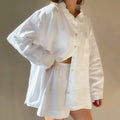 2024 Custom Logo Long Womens Wholesale Linen Set Linen Short Sets Women 100% Linen Pajamas