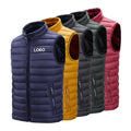 New Design Fashion Winter Custom Logo Puffy Winter Body Warmer Stand Collar Men's Vest Sleeveless Puffer Jackets