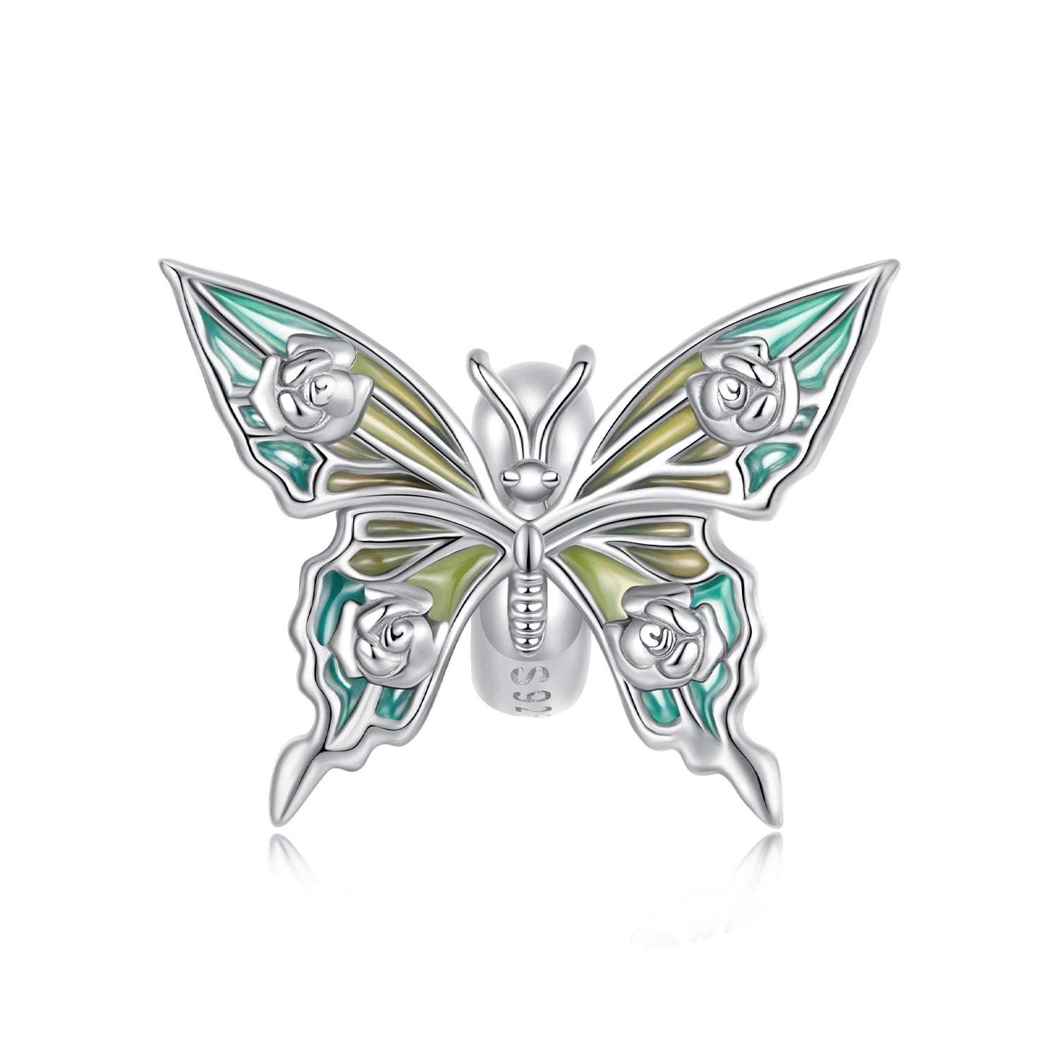 New Arrival 925 Sterling Silver Sparkling Butterfly Silicone Spacer Charm Bead Fine Jewelry for Bracelet Making