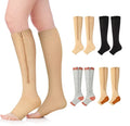 Fitness Zipper Compression Socks Zip Circulation Pressure Leg Support Knee Sox Open Toe Sports Sock Reduce Pain Compression Sock