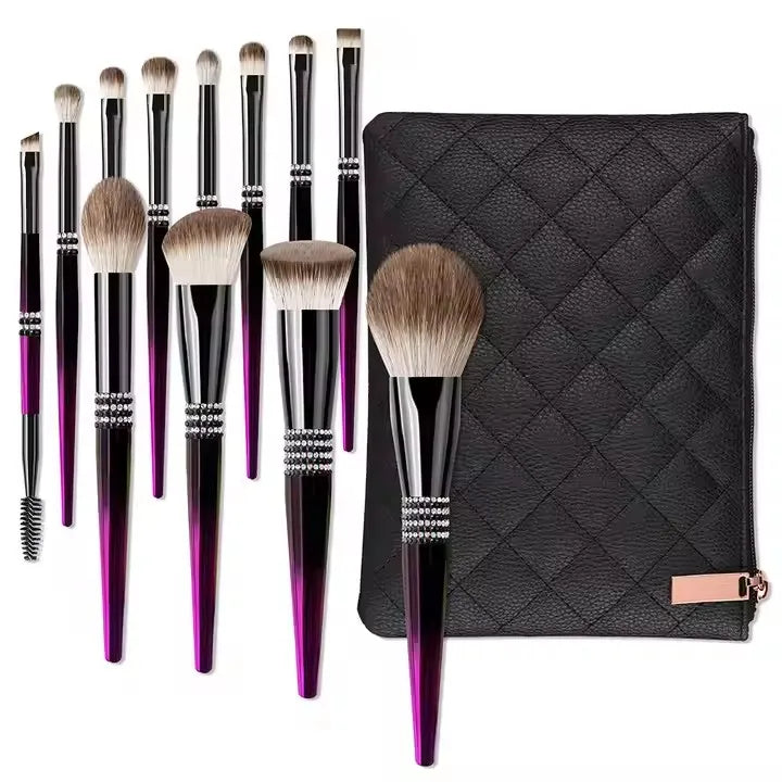 12PCS Makeup Brushes Black Professional High Quality Synthetic Hair Cosmetic Foundation Powder Blush Eyeshadow Brush Set