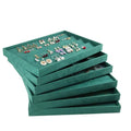 Wholesale Stackable Custom Ring Earring Necklace Storage Showcase Trays Green Velvet Jewelry Display Tray