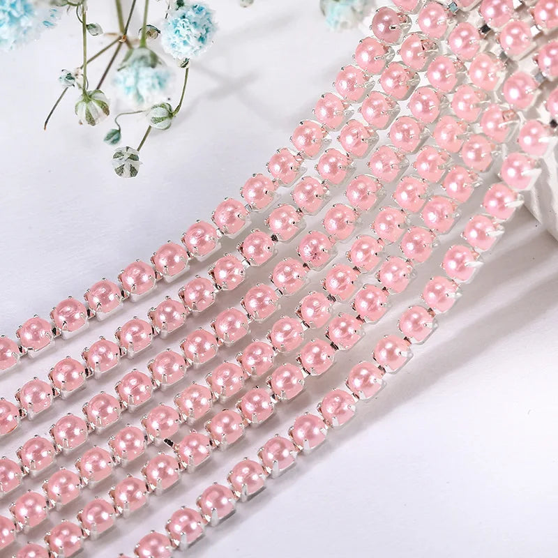 Lan Guang Wholesale Colorful Pearl Claw Chain Pearl Chain  Claw Diamond Chain Dress Wedding Accessories Diy Accessories