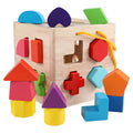 Wooden Geometric Shapes Toys Building Blocks Matching Cognition Training Early Wood Shape Sorting Cube