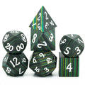 For Udixi Custom Logo Wooden Polyhedral Dungeons and Dragons Dice Set Green Stripe
