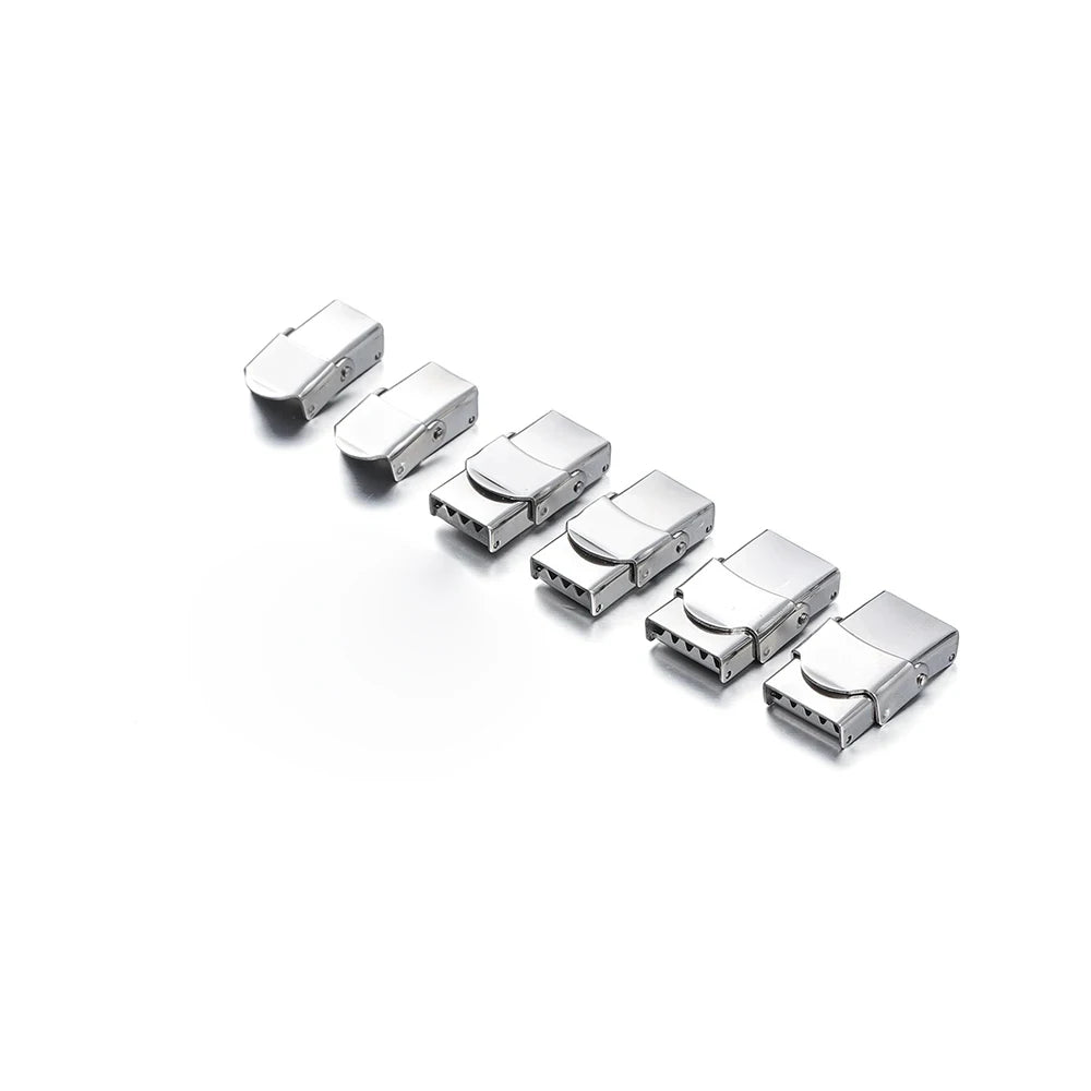 Wholesale Jewelry Finding Stainless Steel Safety Buckle for Leather Cord Bracelets Watch Clasp Connector
