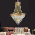 Classic Nordic Luxury Round Double-layer Golden Chandelier for Villa Hotel Living Room Linear Crystal Decoration Led Chandelier
