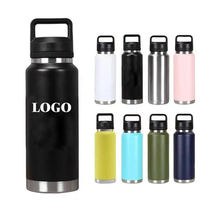 Custom Logo Double Wall 304 Stainless Steel 32oz Tumbler Ramble Vacuum Insulated Sports Travel Water Bottle with Chug Lid