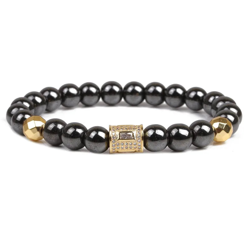 8mm Beaded Bracelet Black Gallstone Bracelet Natural Hematite Tiger Eye Black Obsidian Stone Bracelet Women Beaded