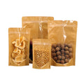 Wholesale Custom Kraft Paper Stand Bags with Zip Lock Resealable Window Mylar for Food and Tobacco Packaging