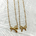 Bow Knot Pendant Necklace Stainless Steel 18K Gold Plating Waterproof Tarnish Free Simple Ins Clavicle Chain Necklace