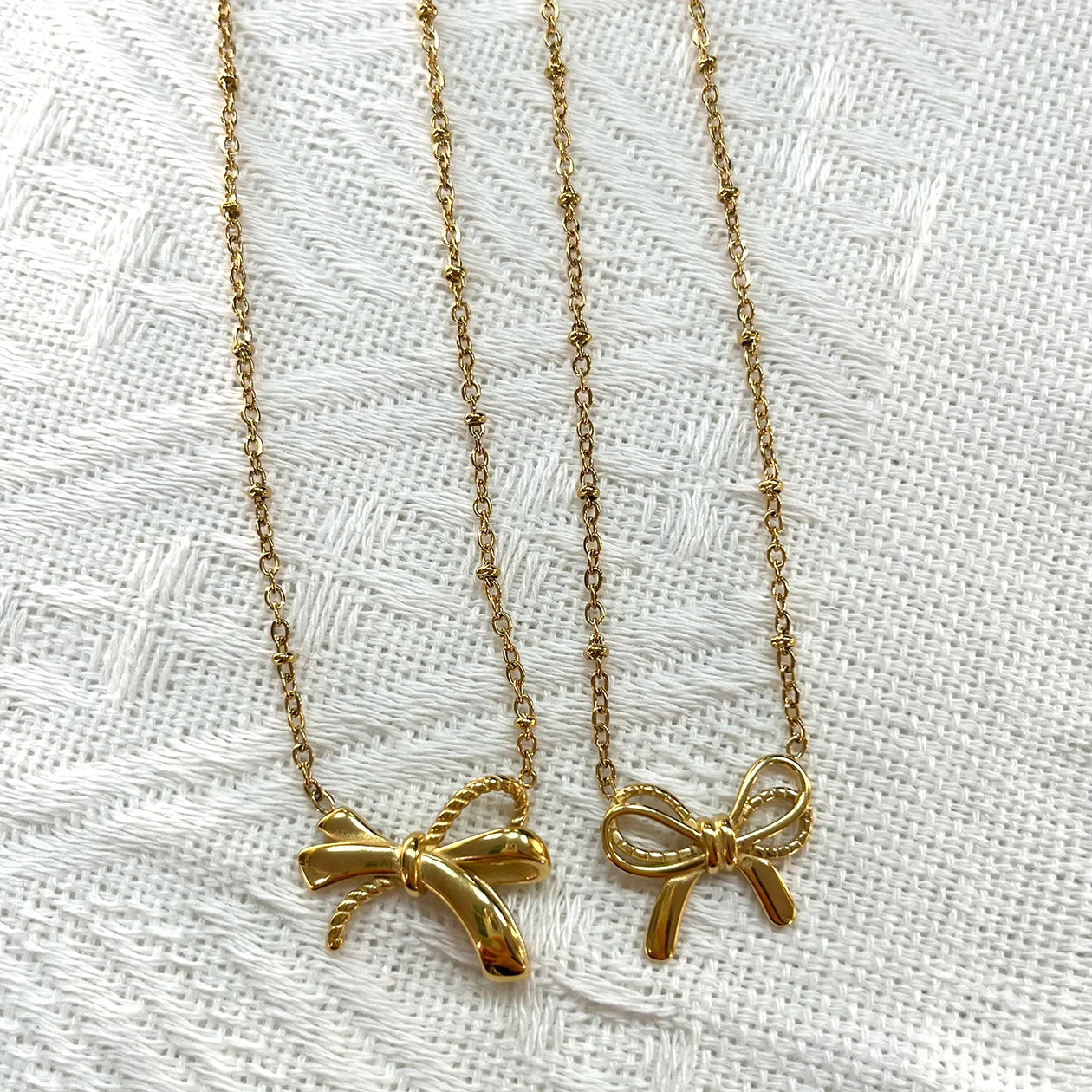 Bow Knot Pendant Necklace Stainless Steel 18K Gold Plating Waterproof Tarnish Free Simple Ins Clavicle Chain Necklace