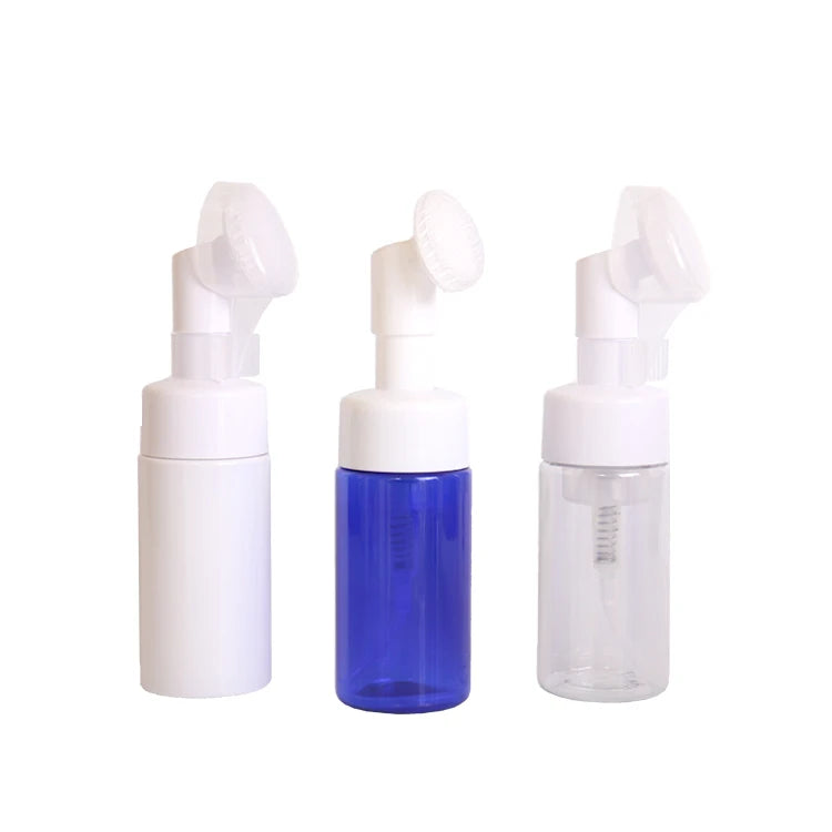 30ml 40ml 50ml 60ml 80ml 100ml Foam Massage Brush Empty Bottle Silicone Brush Cleansing Lotion Plastic Bottles With Pump Head