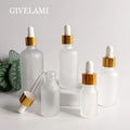 Luxury 5ml 10ml 15ml 20ml 30ml 50ml 100ml Frosted Glass Serum Essential Oil Dropper Bottle With Gold Lids for Skin Care