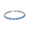 Cute S925 Sterling Silver Charm Bracelet for Women Plated with Oval Blue Opal Stone Party Gift Idea Fine Jewelry