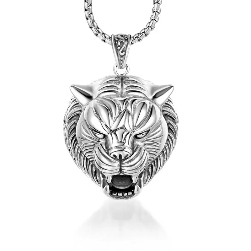 Custom Wholesale Hip Hop Charm Tiger Bear Head Design Necklace Stainless Steel Tiger Pendant for Rapper Jewelry