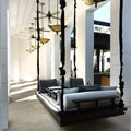 Patio Seat Outdoor Factory Wood Furniture Bed love Daybed Garden Hanging Swing Luxury Rattan Lazy Sofa