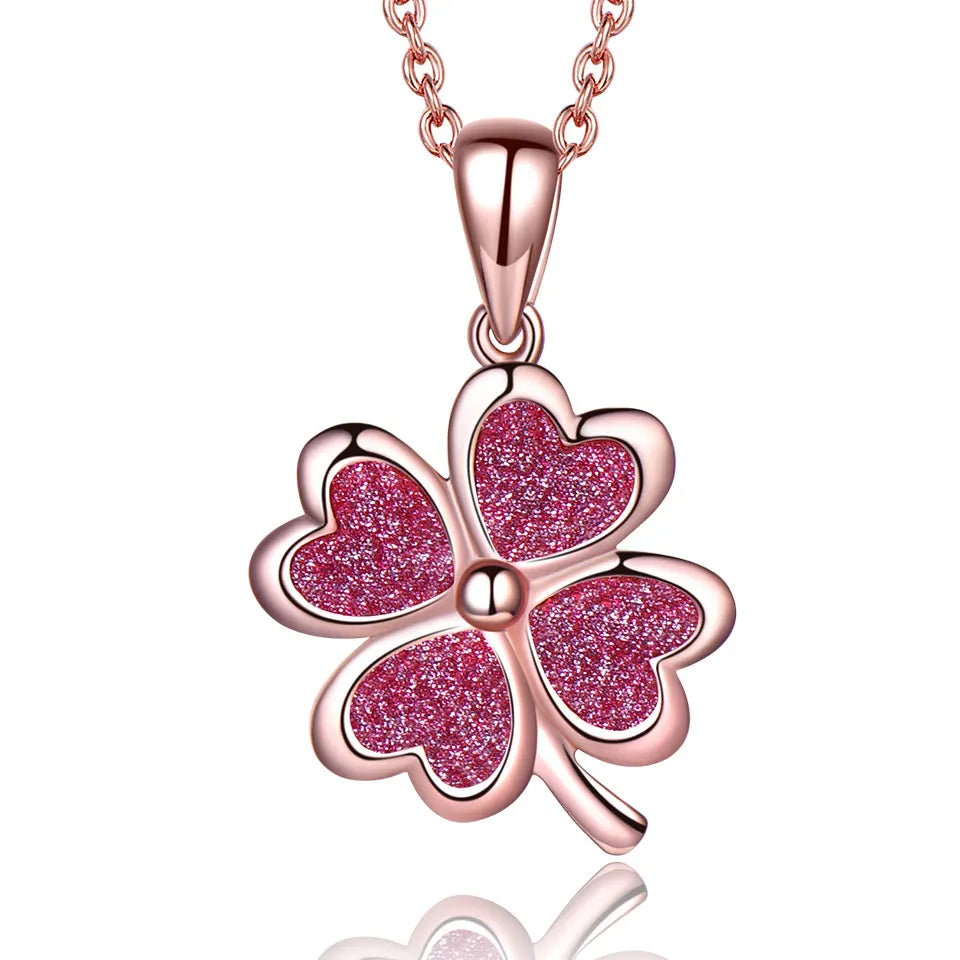 Four Leaf Clover Necklace Simple Female Lucky Pendant by 925 Sterling Silver ChainReal Four Leaf Clover Pendant Necklace