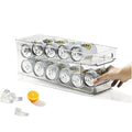 2-Layer Automatic Rolling Beverage Soda Can Storage Organizer Stackable Can Drink Holder for Freezer Countertops Cabinets Pantry
