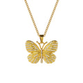 Craft Wolf Fashion Jewelry Women Men 18K Gold Plated Stainless Steel Rhinestone Luxury butterfly Diamond Pendant Chain Necklace