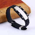 Black and Silver Color Manufacture Discount Open Bangle Stainless Steel Silicone Bracelet Band for Hand Rubber