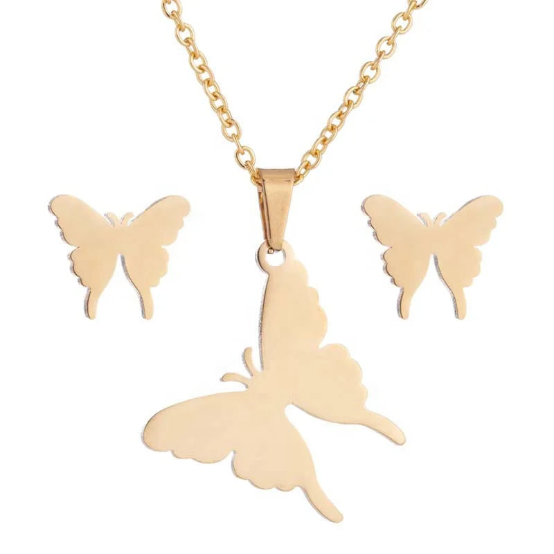 Stainless Steel Pendant Handmade Wholesale butterfly Necklace Set Jewelry China Jewelry Wholesale Stainless Steel Jewelry Set