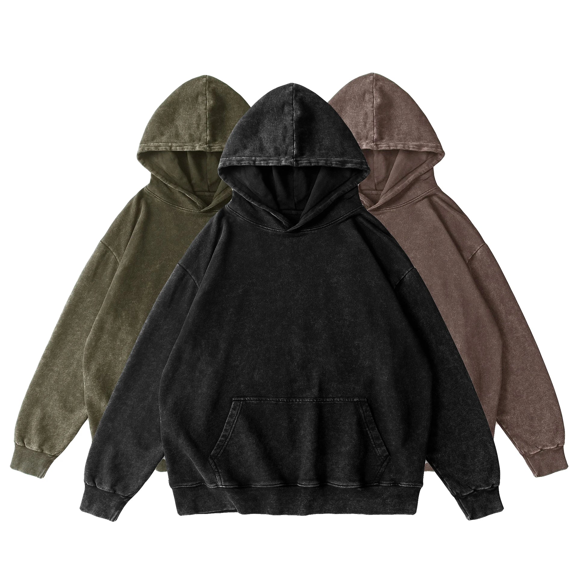 Garment Factory Spring Retro Acid Washed Oversized Beaded 3D Embroidered Knitted Eco-Friendly Windproof Breathable Men's Hoodie