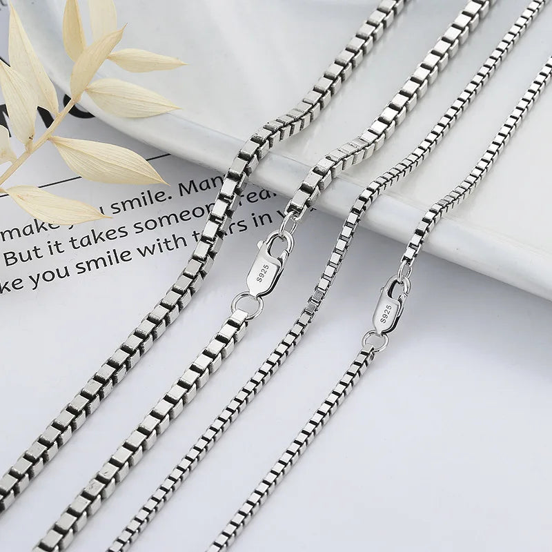 Minimalism Bare Chain Wholesale 925 Sterling Silver 2.35mm 3.7mm Box Chain Necklace for Women