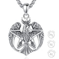 Fine Jewelry 925 Sterling Silver Nordic Viking Wicca Pagan Crow Raven Pentacle Pendant Necklace for Men