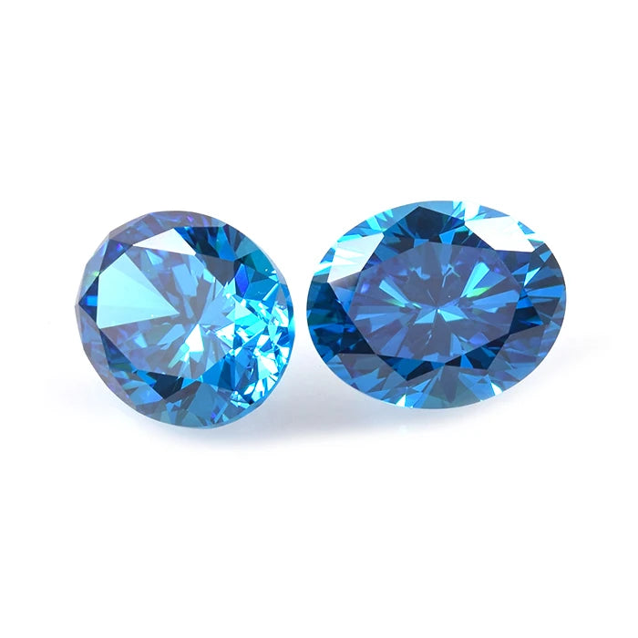 Wholesale Oval Cut Cubic Zircon Colored Borland Blue CZ Stone Price Per Carat for Jewelry Making