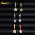 Bulk Stock Retail Female Style Fashion Jewelry 925 Silver Iced Out Hip Hop VVS1 Excellent Moissanite Diamond Drop Earrings