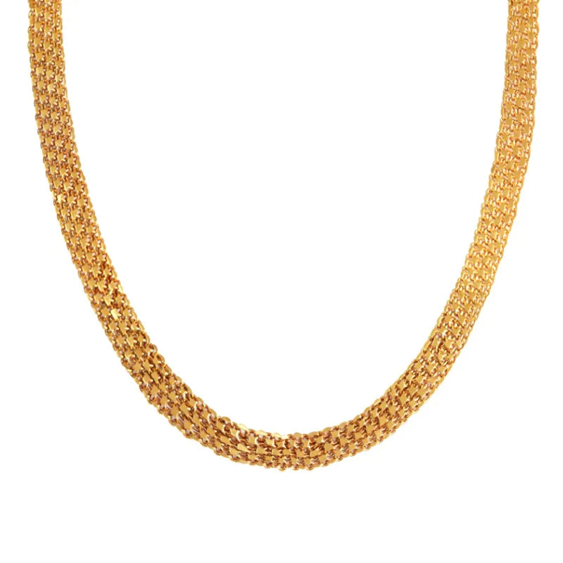 Fenny 18K Gold Plated Wholesale No Fade Ready to Ship Hollow Mesh Snake Chain Choker Chain Stainless Steel Necklace for Women