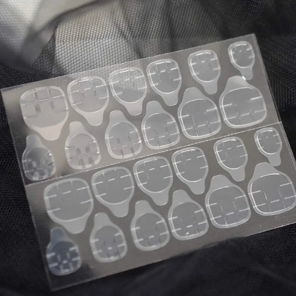 24pcs/ Sheets Double-sided Adhesive Nail Sticker Transparent Jelly Nail Gel False Nails Tabs Tips Waterproof