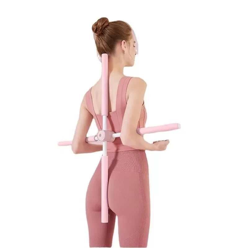 CW YGT002 Yoga Pilates Body Open Back and Shoulder Exercise Training Yoga Stick Cross Posture Corrector NBR+Steel+PP 81cm/75cm