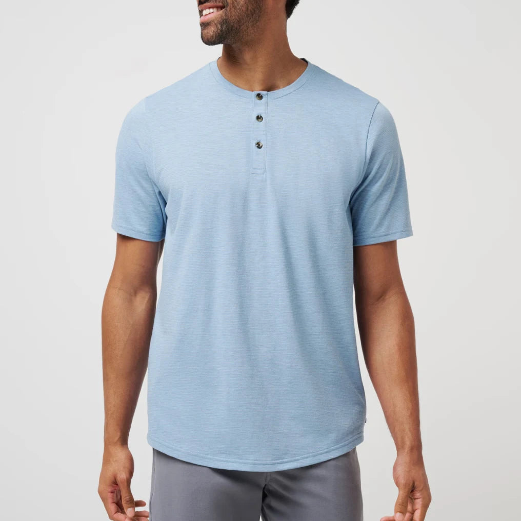 Custom Men's Comfort Henley Button Neck Shorts Sleeve Solid Color Blank T Shirts