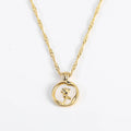 Classic Elegant Gold Flower Shell Necklace Trendy Design Stainless Steel Chain Round White Shell Rose Flower Pendant Necklace