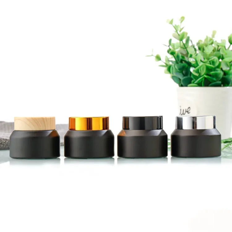 15g 30g 50g Face Care Glass Creams Packaging Skincare Cream Jars Matte Black Empty Cosmetics Packaging